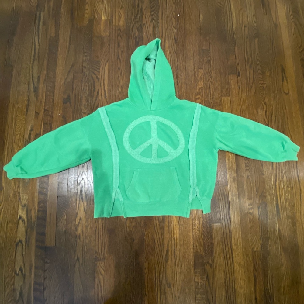 Girls' Green Peace Sign Hoodie - Kids Pullover Sweatshirt